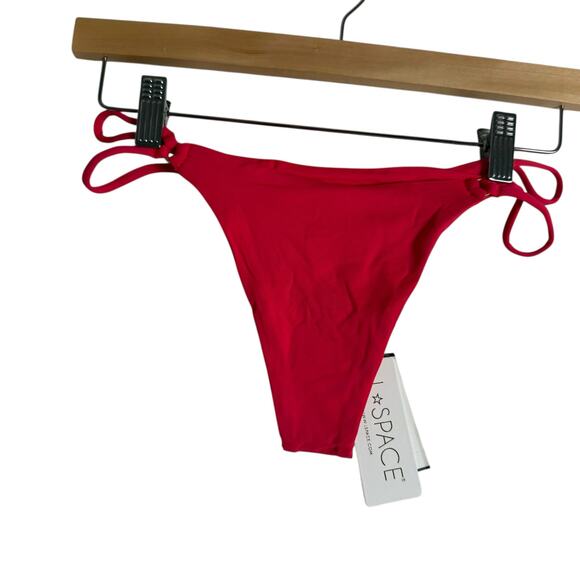 L*Space Wilder Hot Cherry Strappy Cut Out Bitsy Bikini Swimsuit Bottoms Size S - Picture 5 of 10